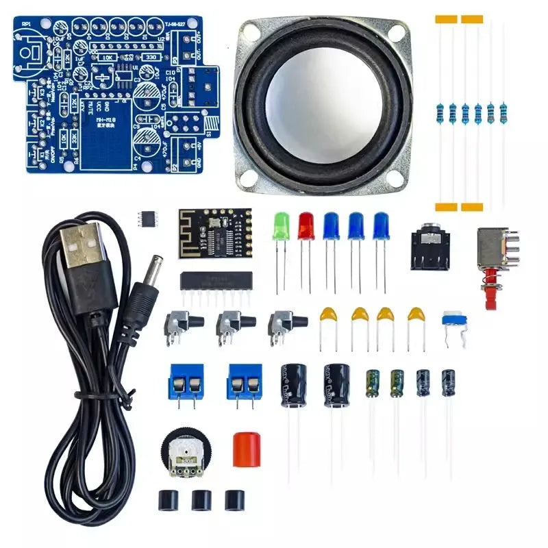 Bluetooth speaker electronic kit with PCB circuit board and components for DIY soldering