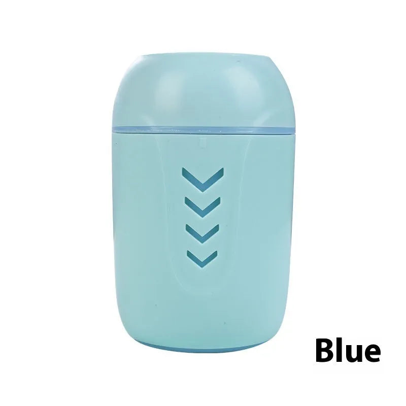 Round portable air purifier in blue colour with USB cable for car, home and office use