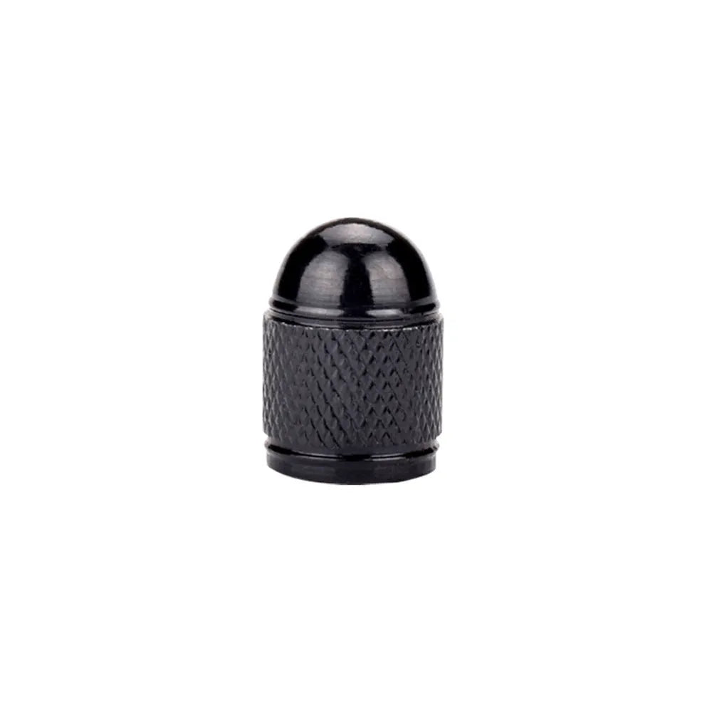 Aluminium alloy mountain bike tyre valve cap in black, blue, gold, red, and silver colours