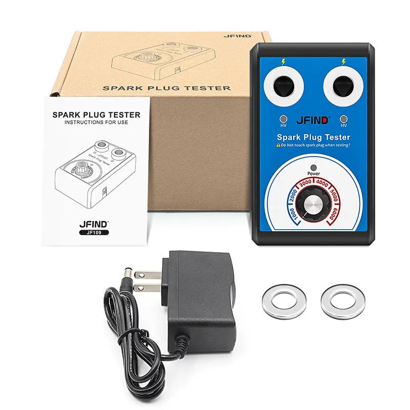 Car engine spark plug tester diagnostic tool showing dual-hole plug connectors.