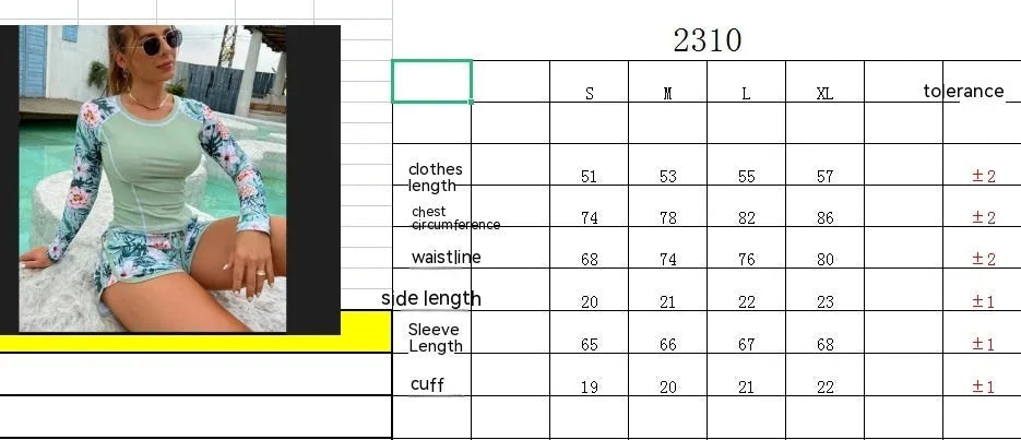 Women's long-sleeved conservative swimsuit in nylon fabric with triangle pants available in multiple colours