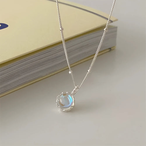Silver geometry pendant necklace on curb chain with adjustable 41-50cm length