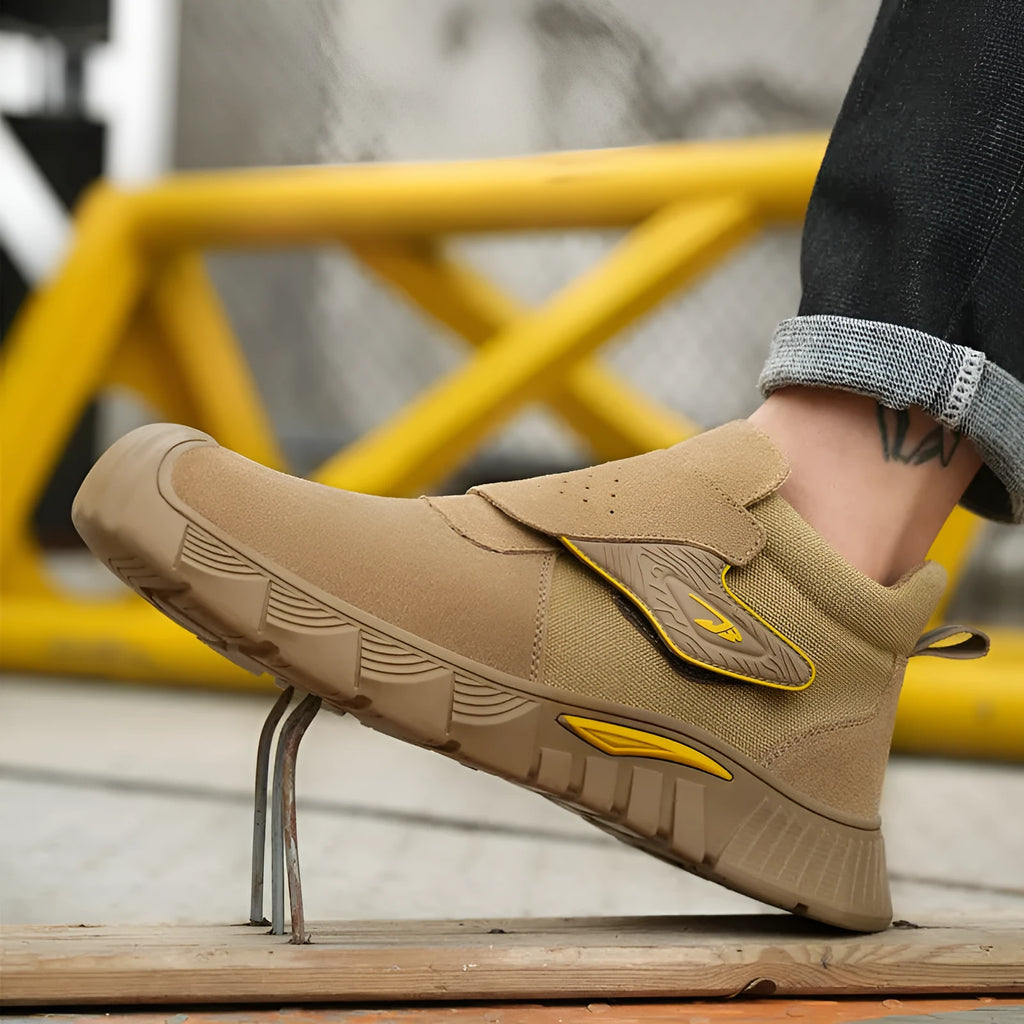 Men's mid-top steel toe safety work shoes with lace-up closure, shown in style 116 or 117.