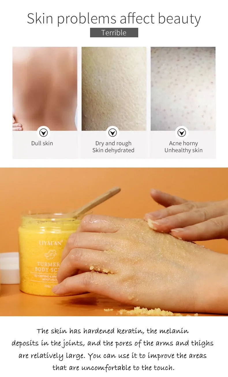 Turmeric facial scrub 220g jar for softening cutin and reducing dull tender skin on face and body
