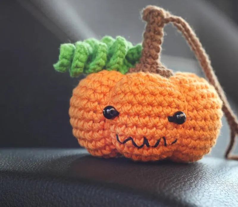 Plush hand-woven automobile hanging ornament with cartoon design for car interior decoration