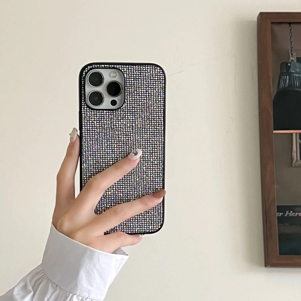 Creative rhinestone PC phone case in matte finish with rhinestone design for iPhone protection