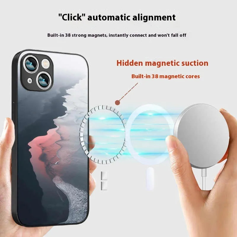 Magnetic suction silicone phone case for Apple iPhone 12 series anti-fall protective shell