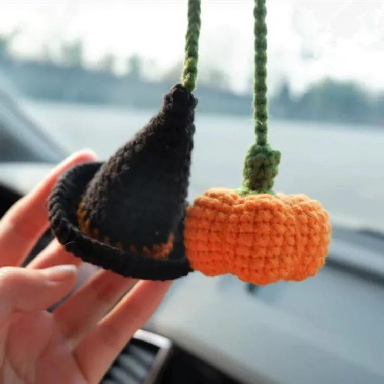 Plush hand-woven automobile hanging ornament with cartoon design for car interior decoration