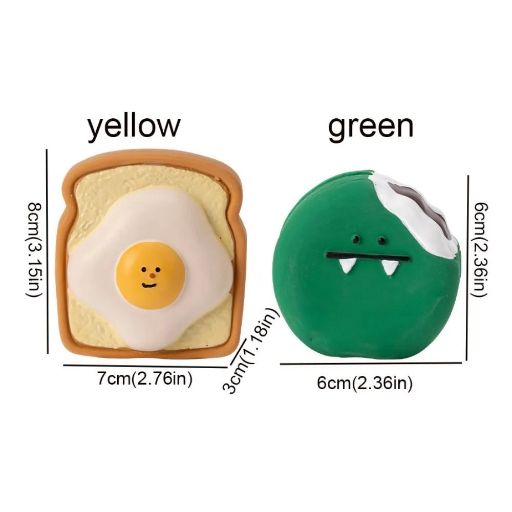 Yellow cartoon egg bread shaped latex dog chew toy with bite resistant design
