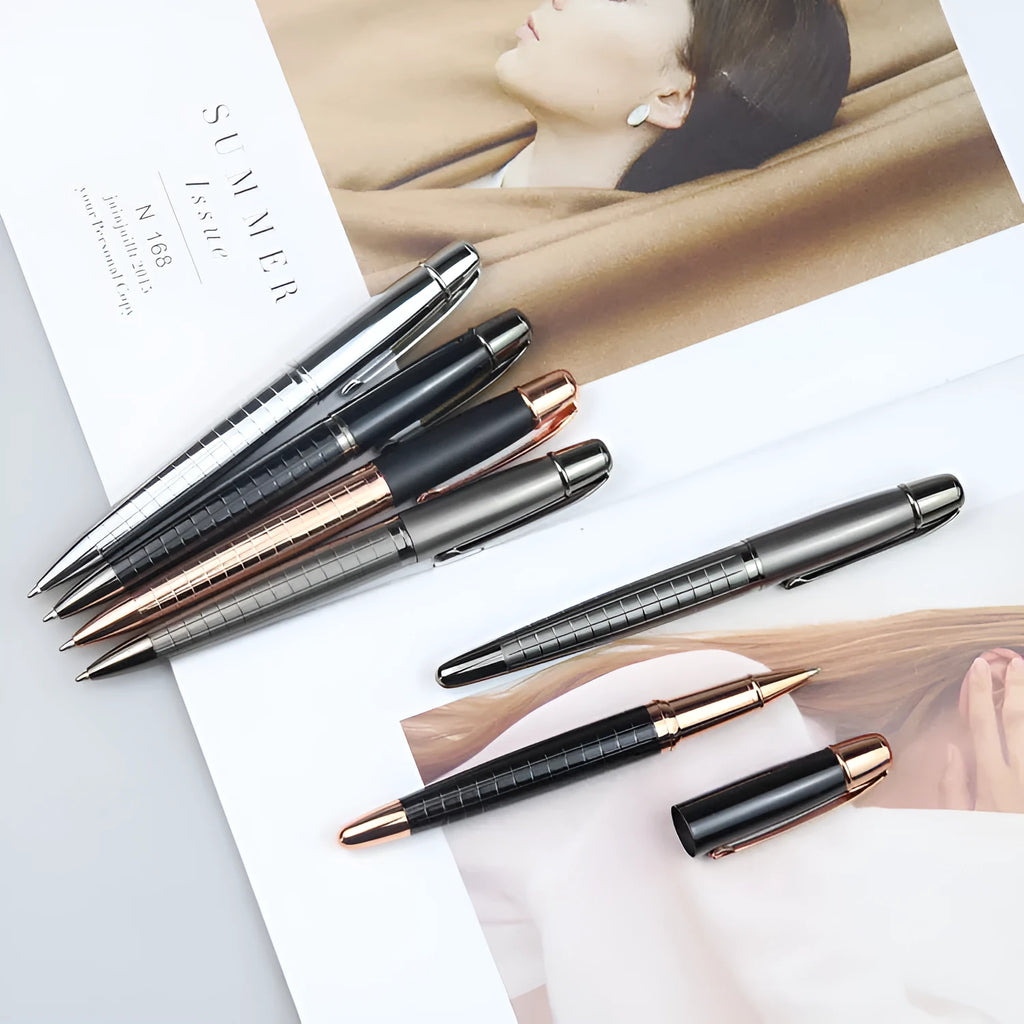 Gun grey metal roller pen with water-based paint ink for business writing