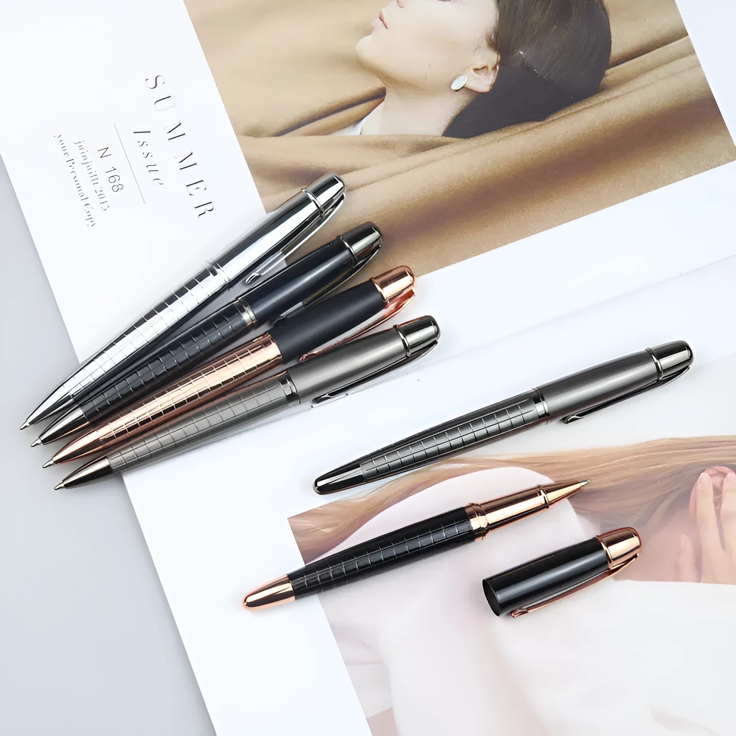 Gun grey metal roller pen with water-based paint ink for business writing