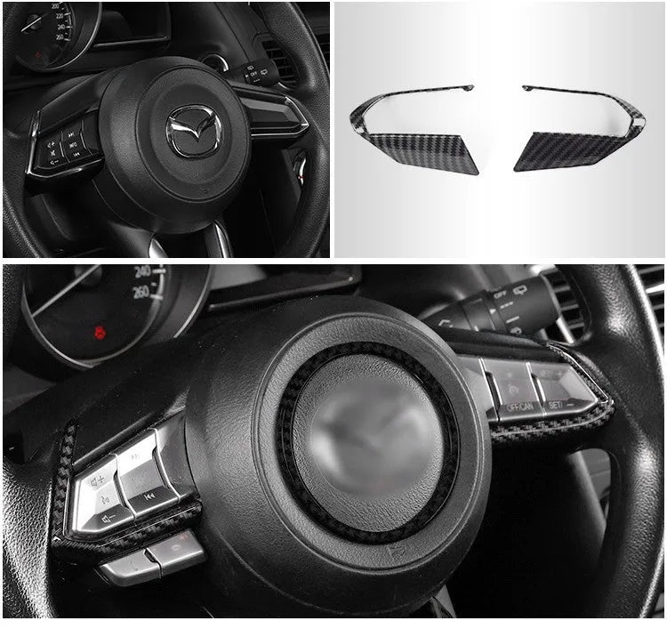 A pair of left and right ABS plastic steering wheel frames for non-destructive adhesive installation.
