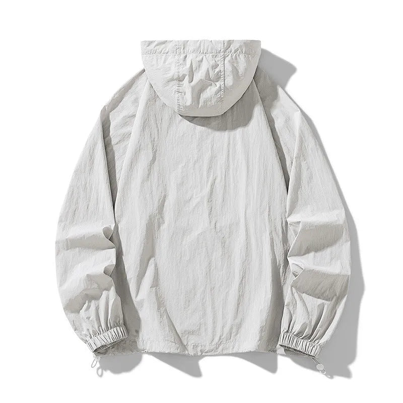 Lightweight nylon outdoor jacket in loose fit available in multiple colours including creamy-white and navy blue