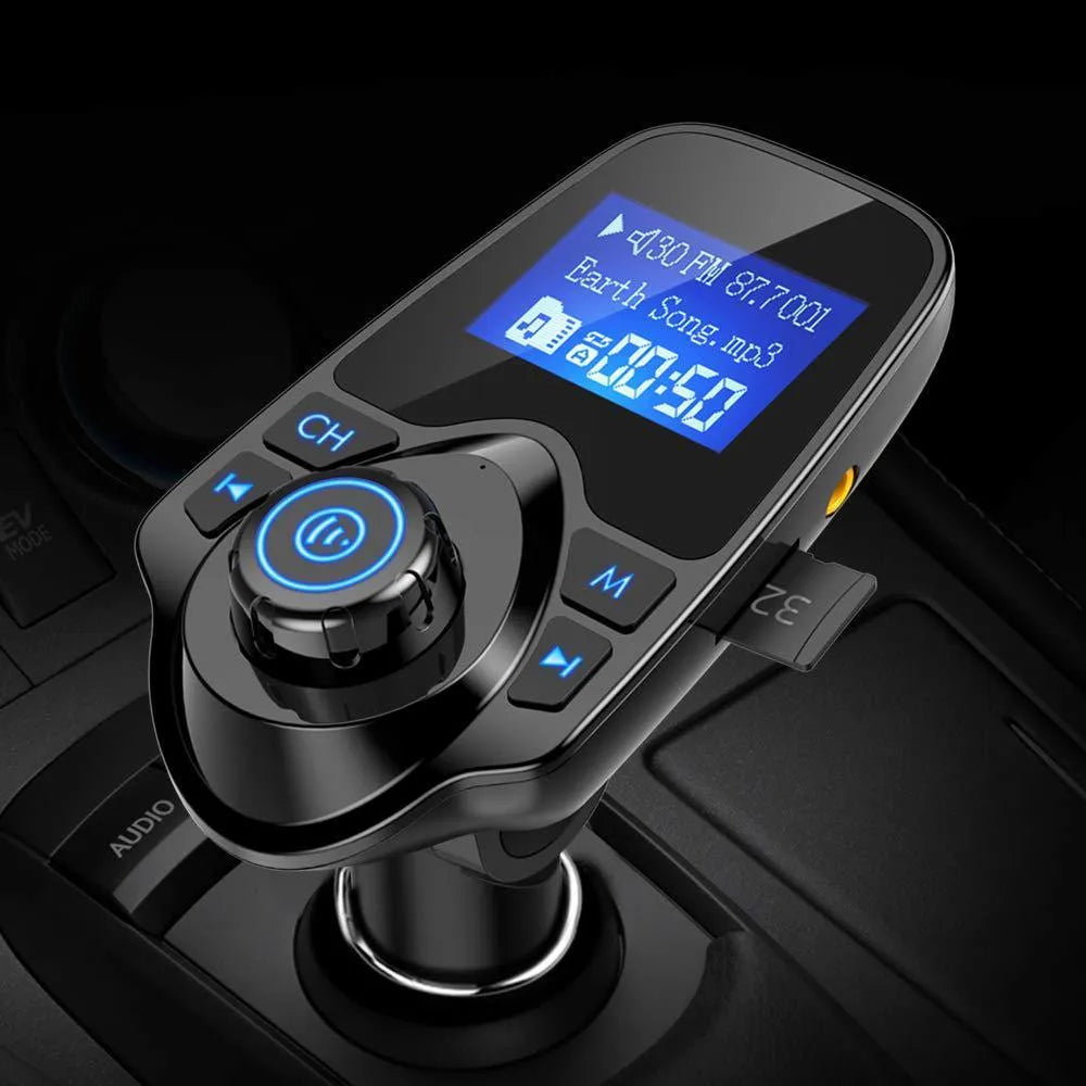 Car audio video navigation FM transmitter with 1.3 inch monochrome screen and ABS casing