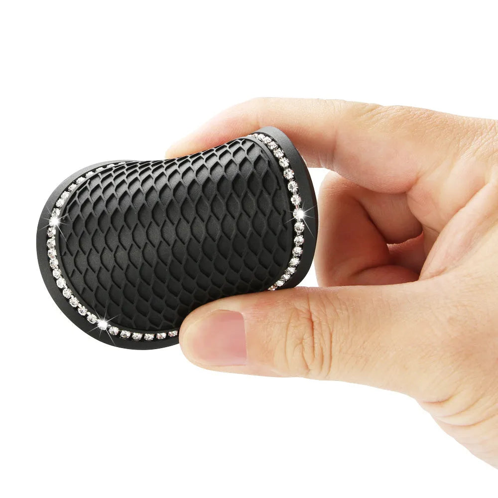Rhinestone PVC car water coaster in black colour for cup holder