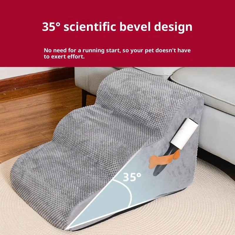 Gray corn suede sponge pet stairs with removable washable cover, two-level 40x31 cm or three-level 40x55x35 cm
