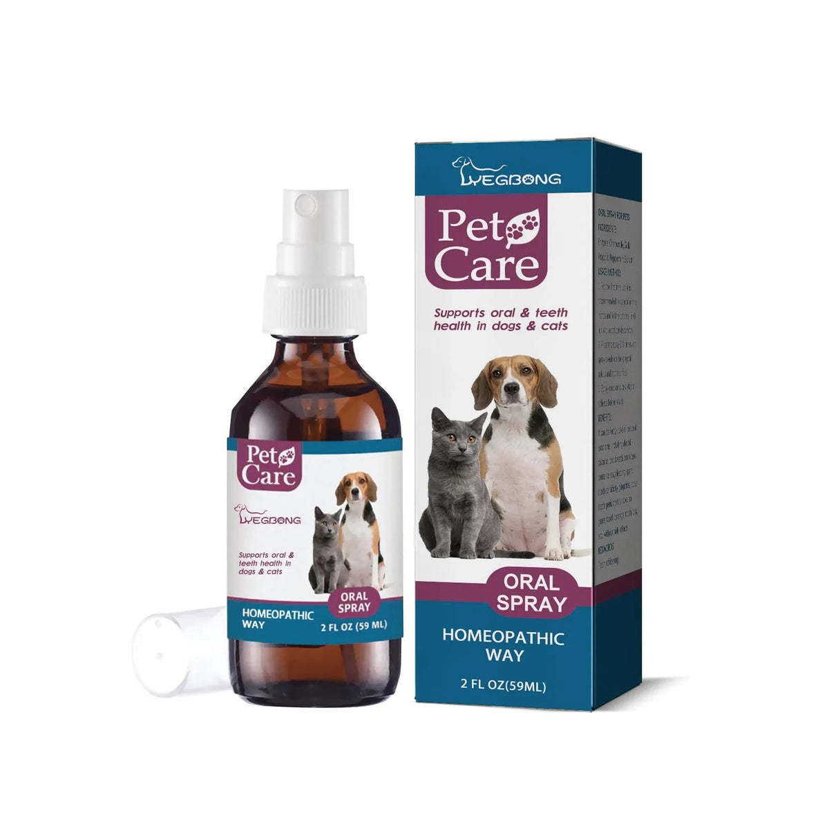 Pet oral spray 59ml bottle with enzyme and mint formula for tartar removal and fresh breath