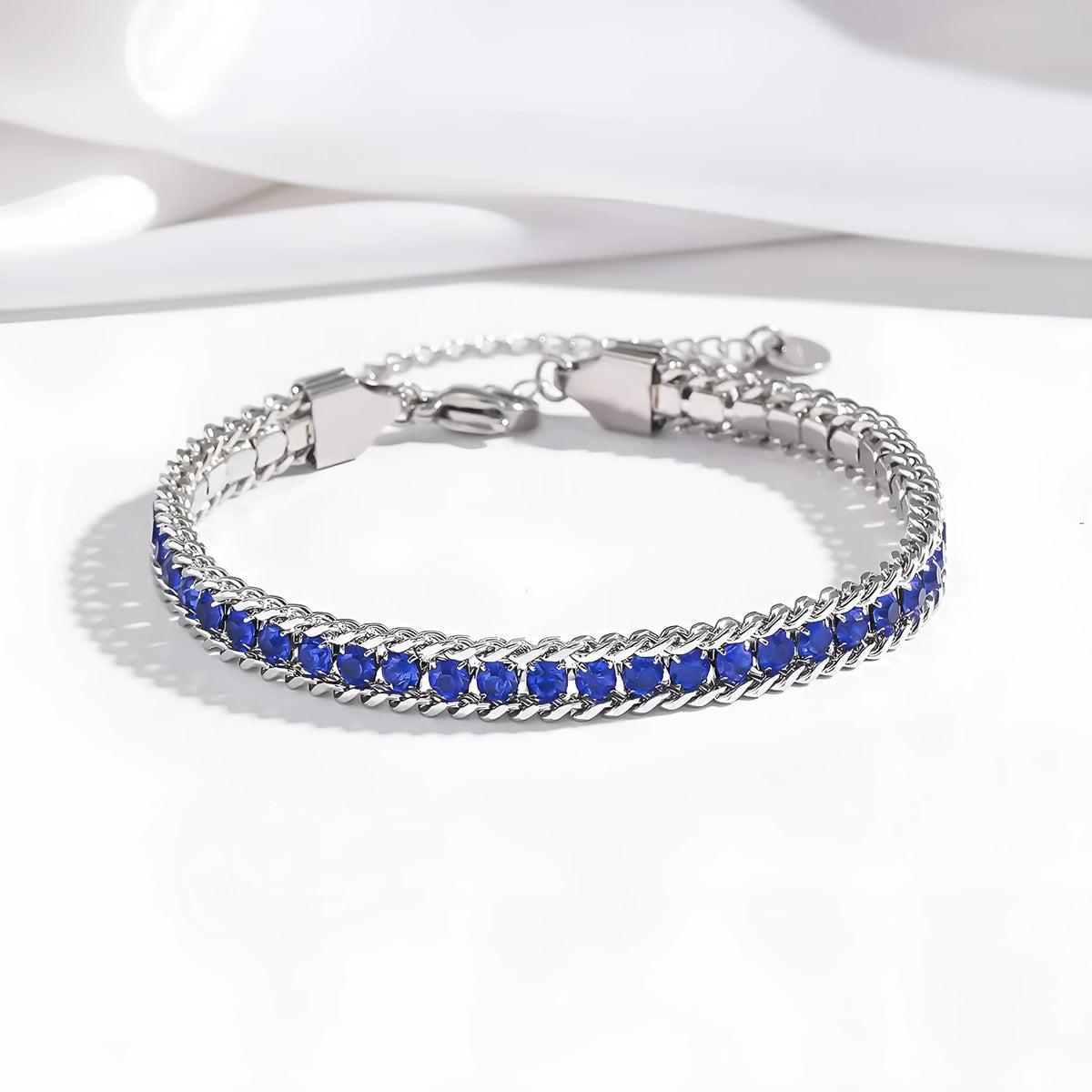 Women's full diamond pattern minimalist design bracelet in stainless steel with electroplated finish colour TT0269