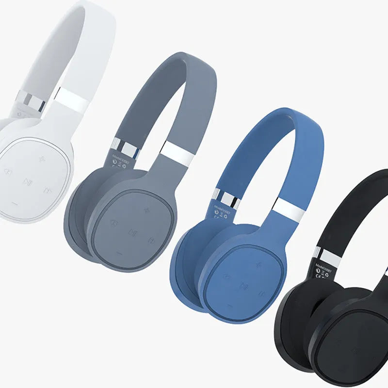 Folding wireless Bluetooth sports headset showing earcups in black colour option
