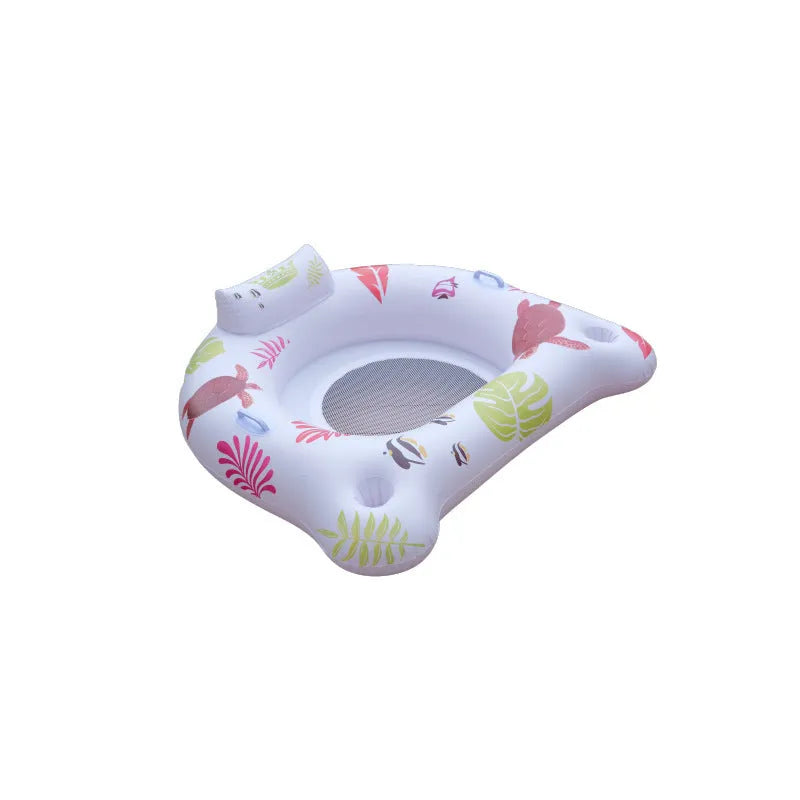 White U-shaped inflatable float with luminous features for water recreation