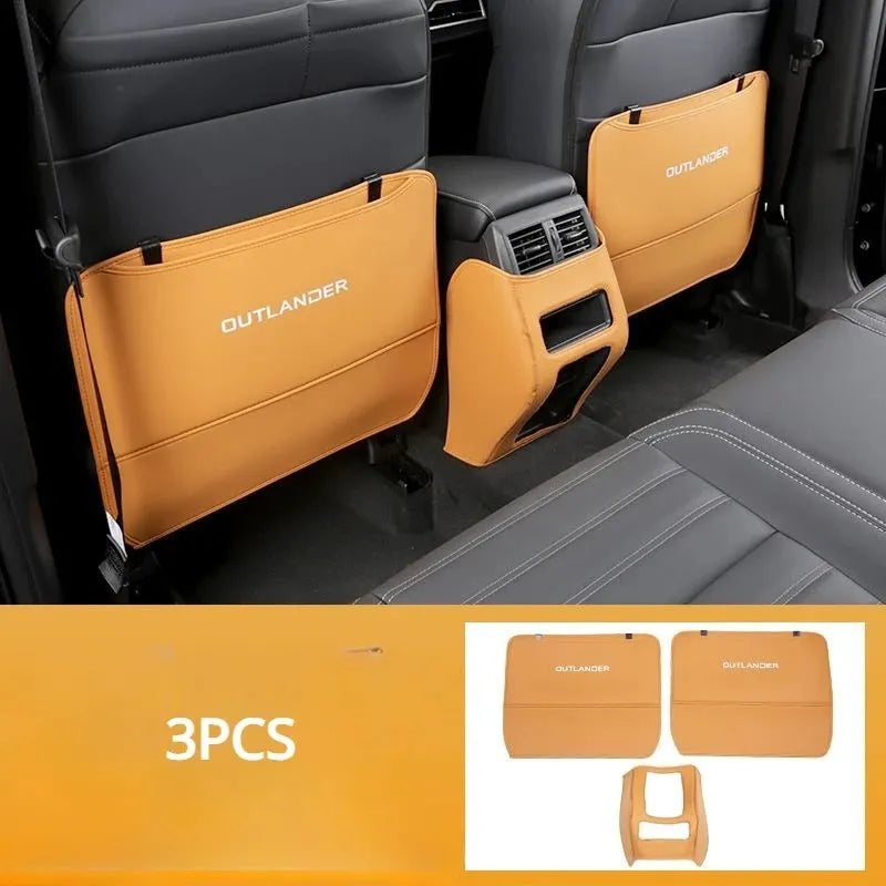 Three leather anti-kick pads for Mitsubishi Outlander interior protection