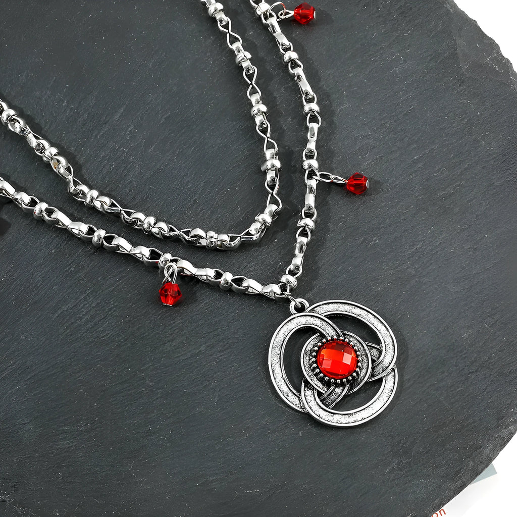 Silver alloy geometric necklace with electroplated finish and 41cm to 50cm circumference