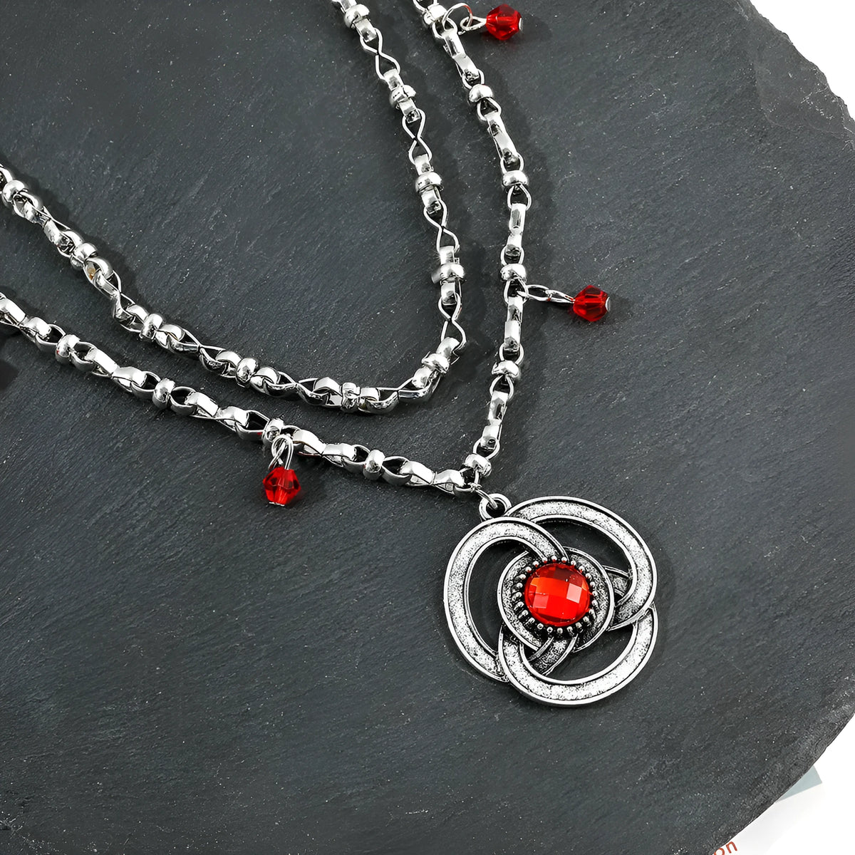 Silver alloy geometric necklace with electroplated finish and 41cm to 50cm circumference