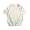 Grey tie dye printed short sleeve T-shirt with loose fit and round neck collar