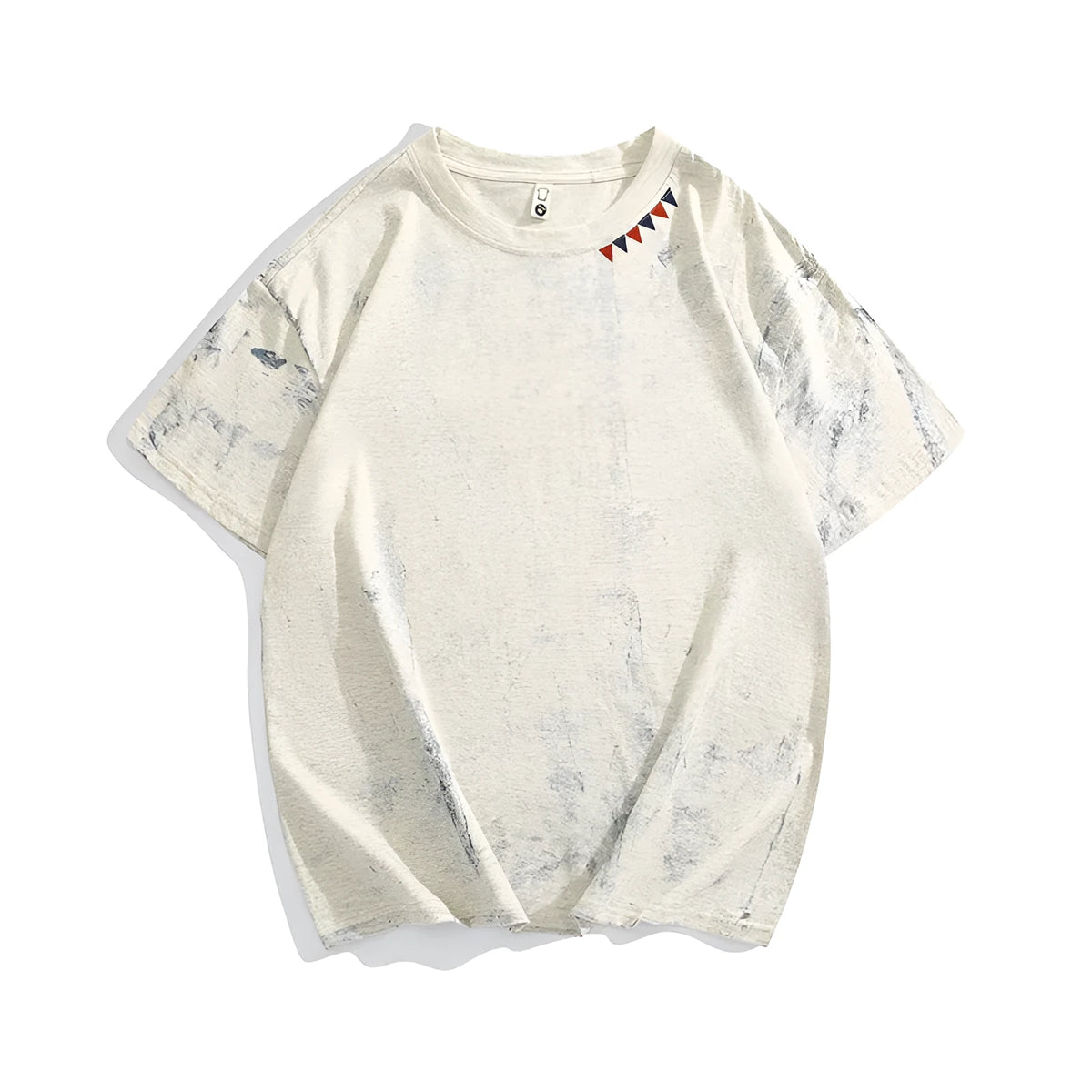 Grey tie dye printed short sleeve T-shirt with loose fit and round neck collar