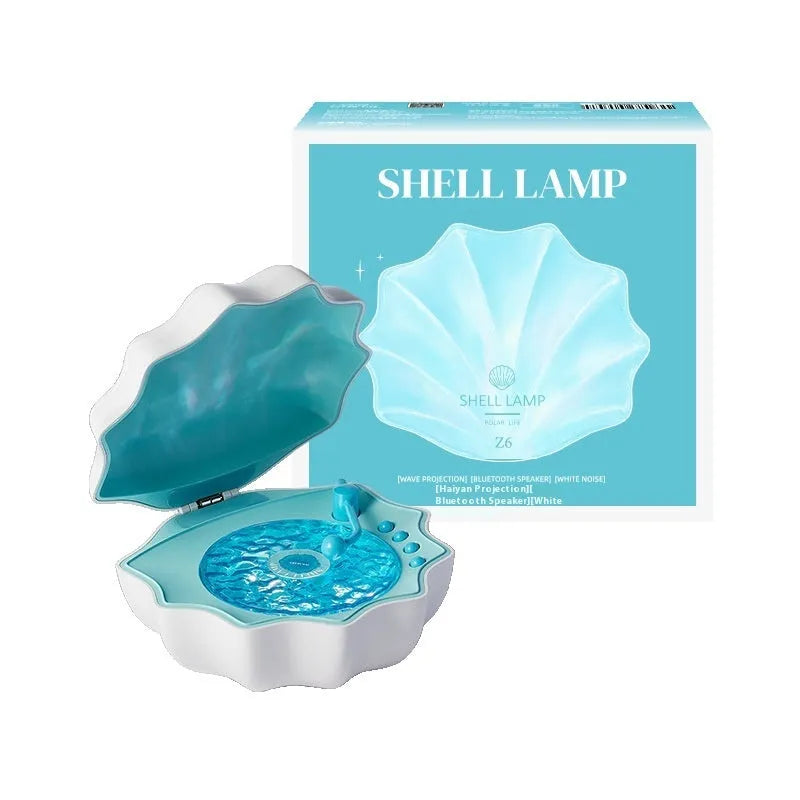Wireless mini Bluetooth shell light stereo speaker with wave light in three colours for desktop outdoor home use