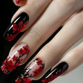 Reclaimed water pipe nail art stamping plates with wine red flower pattern and plastic wearable armour for ladies