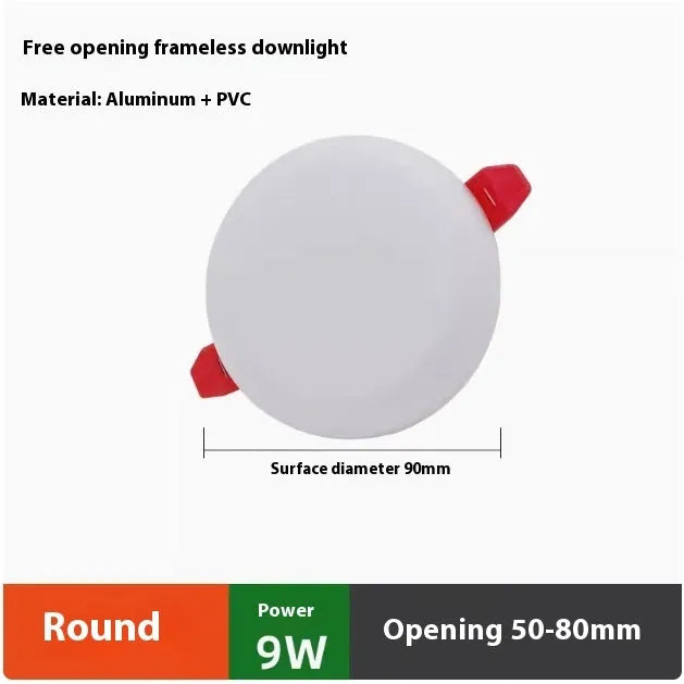 Ultra-thin aluminium LED panel light with adjustable hole design in white illumination