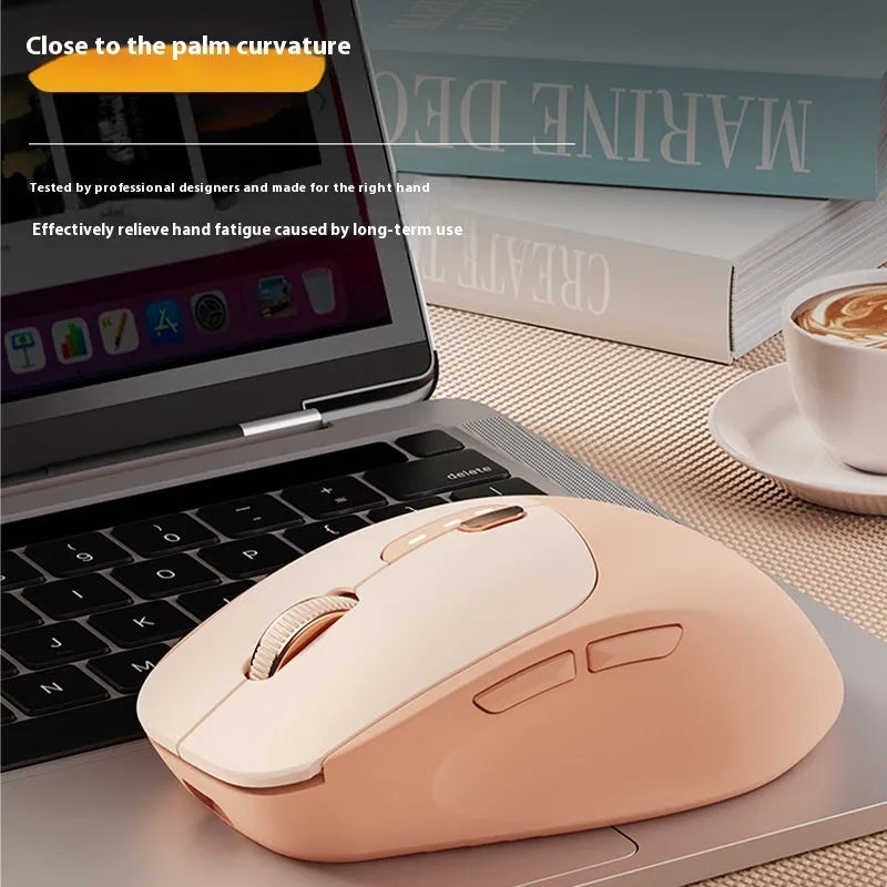 Mute wireless Bluetooth computer mouse in matcha green colour with five-button ergonomic design
