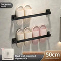 Wall-mounted bathroom slipper rack with seat in Nordic style, carbon steel construction, punch-free installation