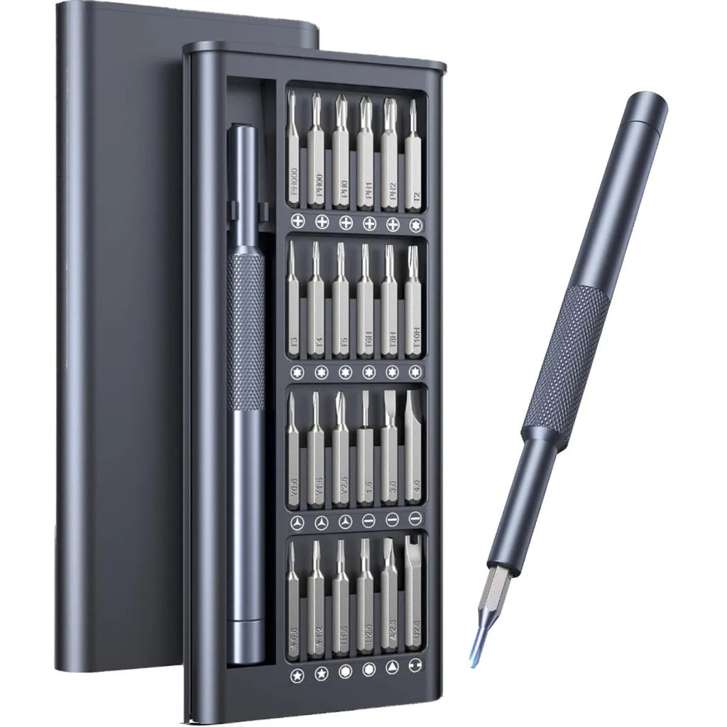 25-in-one screwdriver set with magnetic tips and chrome vanadium steel bits