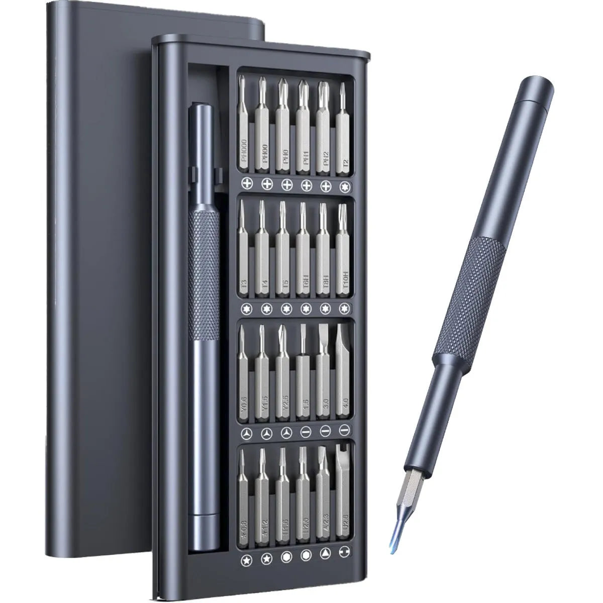 25-in-one screwdriver set with magnetic tips and chrome vanadium steel bits