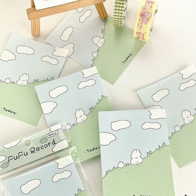 Cartoon sticky notes with heart-shaped collage design in six style options showing different sizes