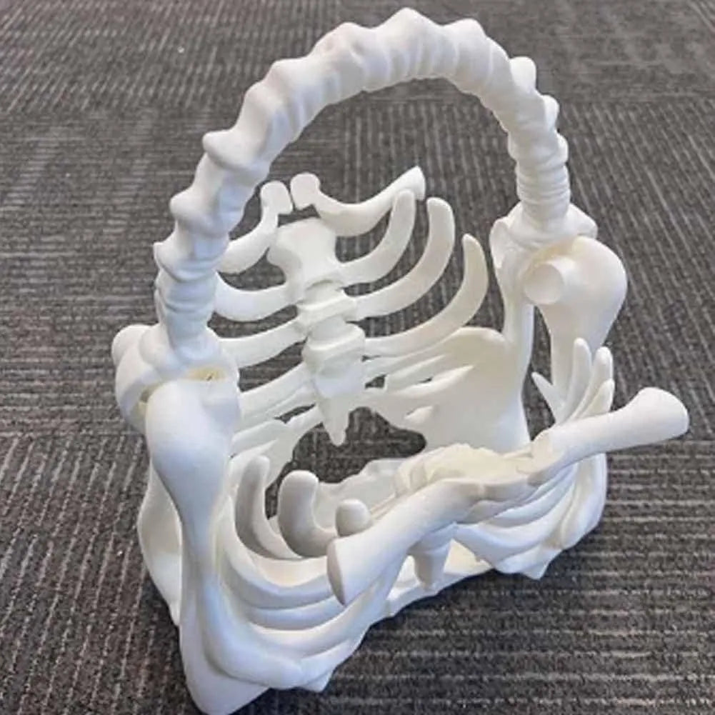 White printed skeleton bone bag decoration, paper dumpling shape, 22cm by 17.5cm assembled