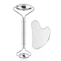 Stainless steel facial massage board set with heart-shaped eye tool and 3cm acupuncture pen