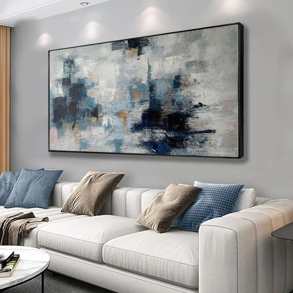 Handmade abstract oil painting on canvas, unframed horizontal one-panel Nordic-style wall art for home rooms