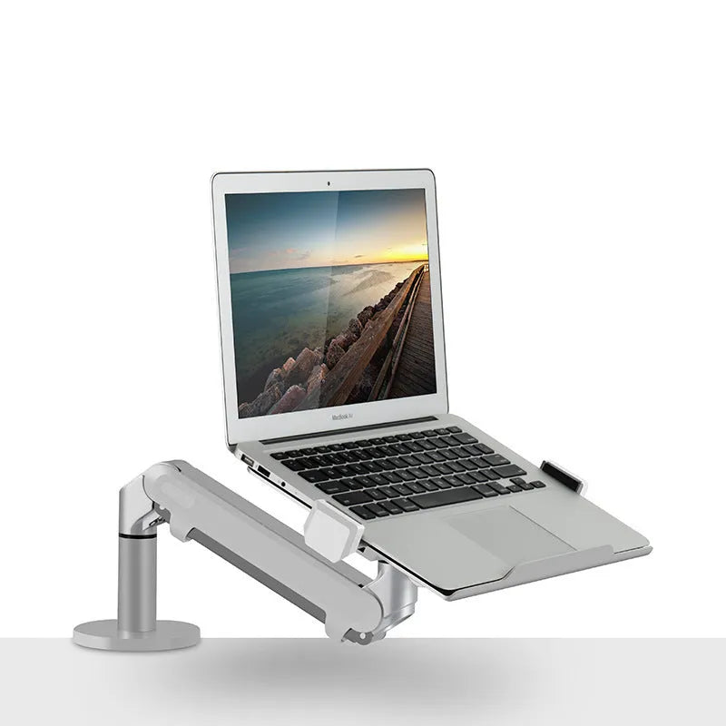 Silver aluminium alloy hover notebook arm bracket computer stand on desk