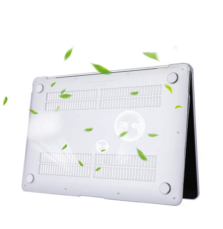Plastic transparent hard shell case for MacBook Air Pro with see-through logo