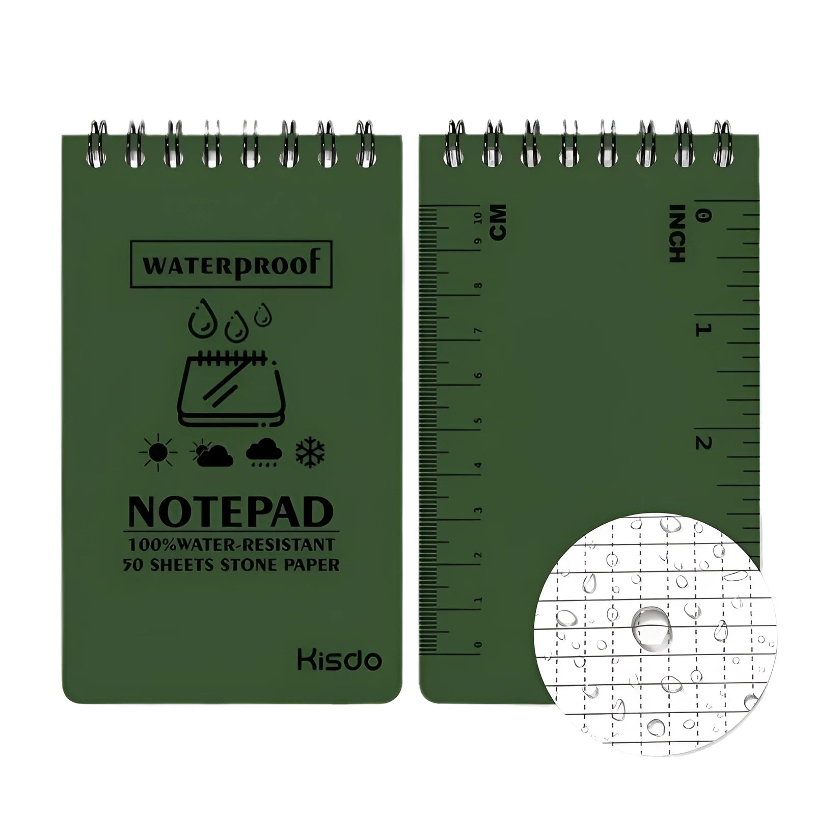 Spiral-bound waterproof office notebook in camouflage colour with stone paper pages