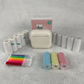 Mini HD Bluetooth thermal printer, 85 x 35 x 80mm, Beige Green Purple, label printing