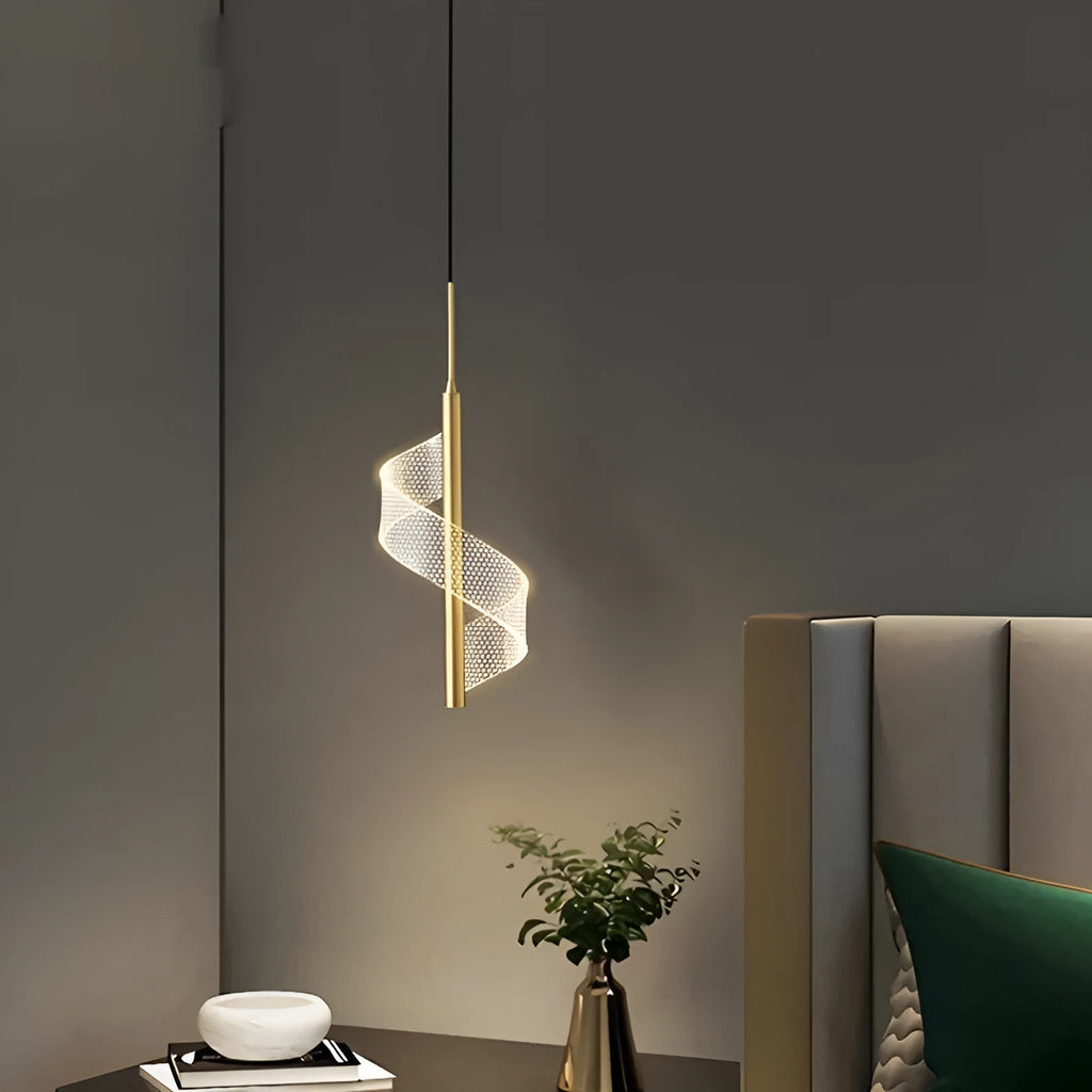 Black copper minimalist small droplight pendant light, 4W tri-colour dimming, 400mm x 140mm.