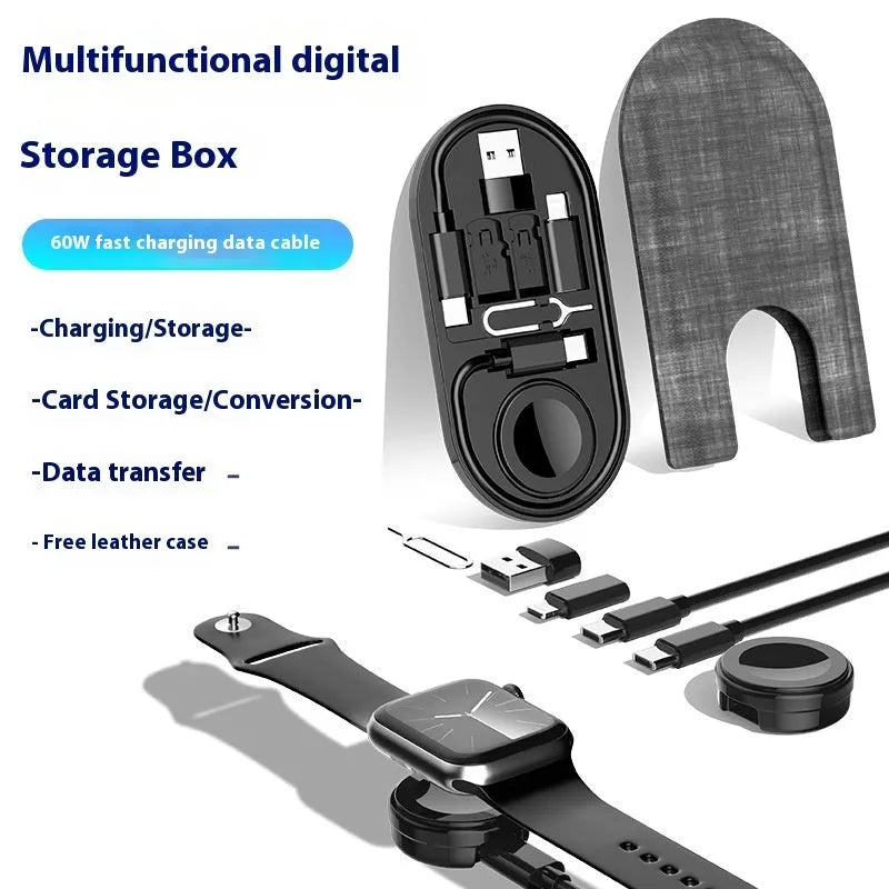 Black universal magnetic adapter for Mini USB, Lightning, OTG, Micro USB and Type-C with 60W fast charging