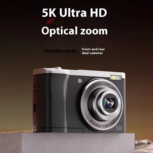 5K HD digital camera with optical zoom, anti-shake, in black, with Full HD screen