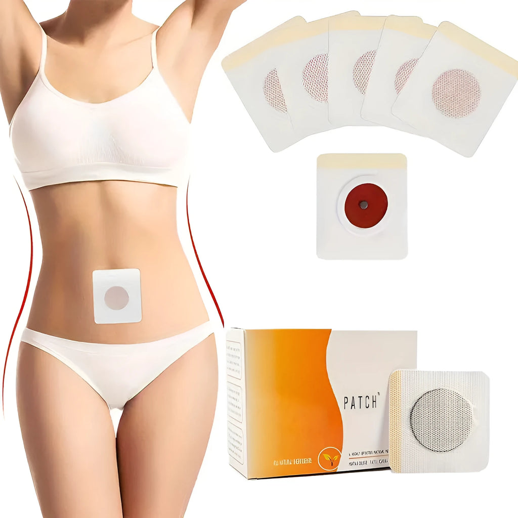 Navel belly button slimming patch in traditional Chinese medicine style with paper and gauze construction for night use