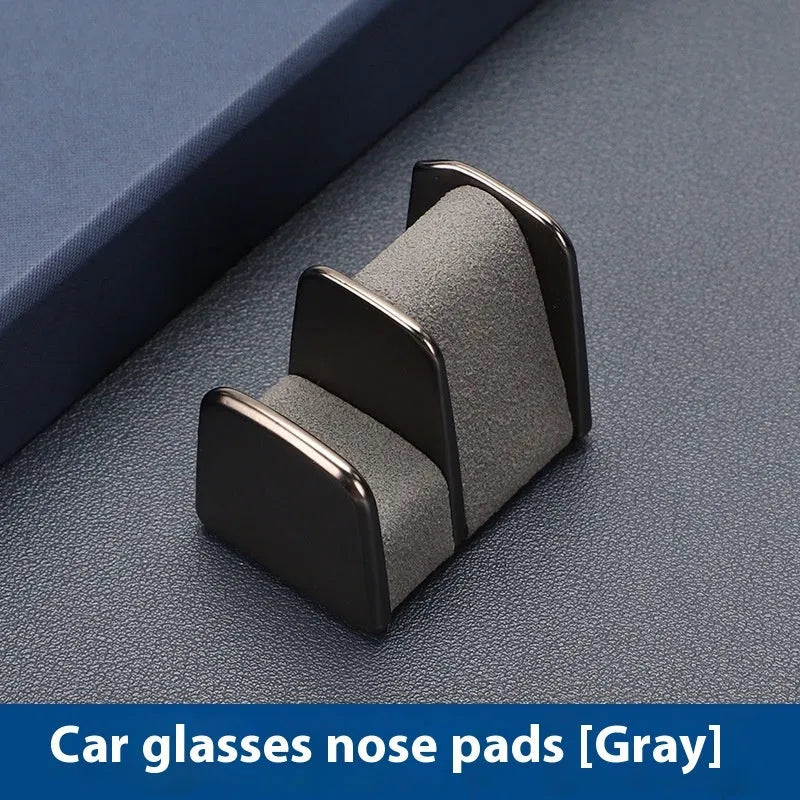 Car dashboard glasses clip holder in black, grey, green or red with zinc alloy leather construction