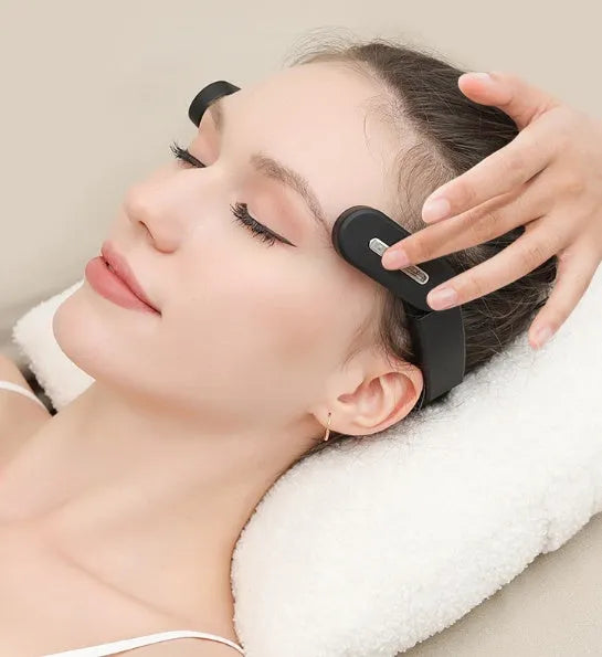 Rechargeable head temple massage instrument with 3-speed control for decompression, available in multiple colour editions